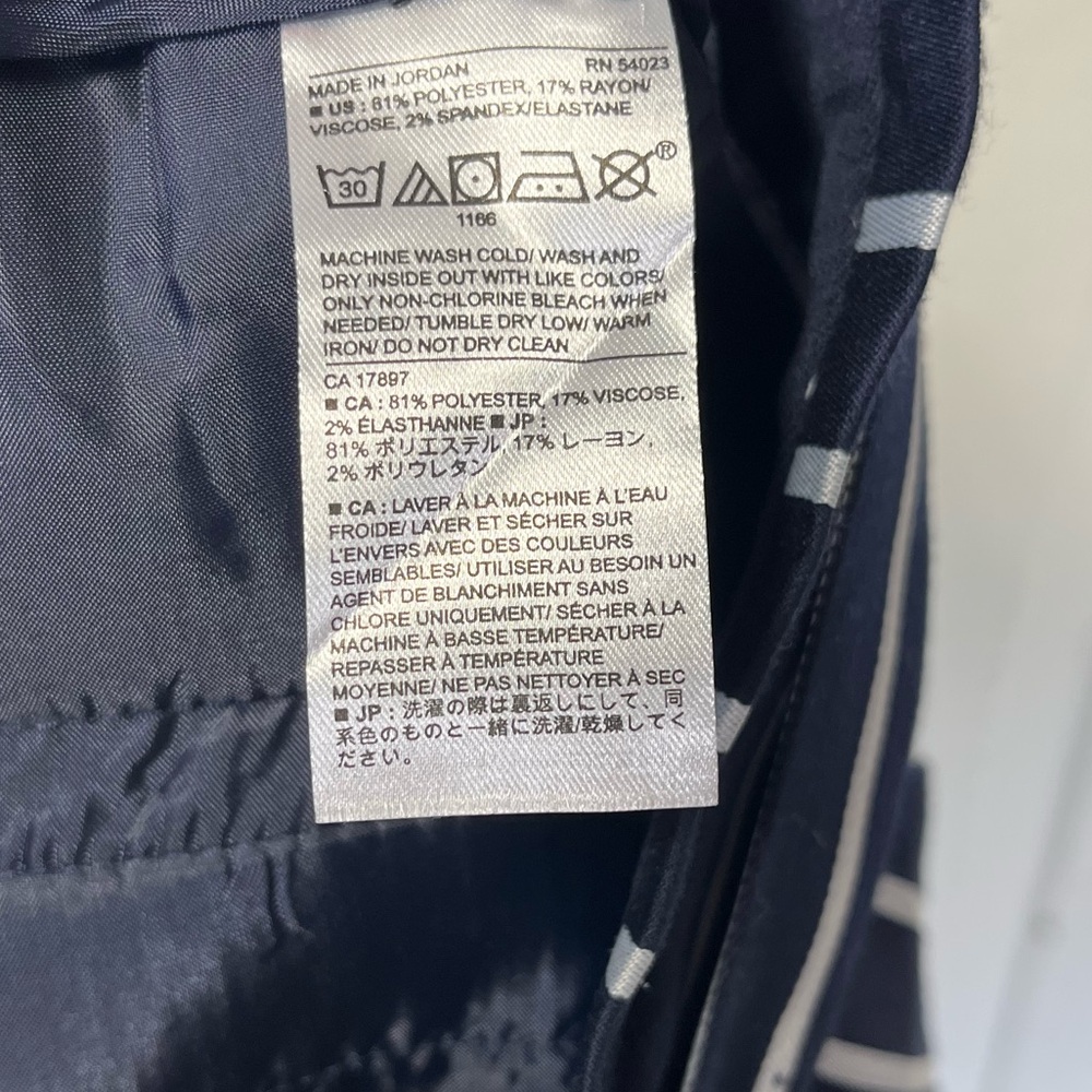 Banana Republic Blake Striped Wide Leg Navy Belted Pants Sz 6 - Picture 5 of 10